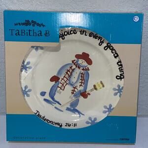 Holiday Christmas Snowman Plate Platter Christian Tabitha Duet 26:11 Rejoice NEW